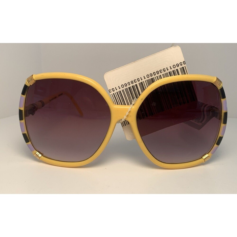 Vintage Sunglasses King Brand NOS 1980s Women’s Yellow Frames Retro Rectangle